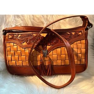 Handcrafted Leather Shoulder Bag American West - Paraguay beauty Sz 12.5x7x3